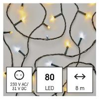 LED vánoční řetěz blikající, 8 m, venkovní i vnitřní, teplá/studená bílá, časovač (2)