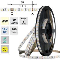 MCLED Pásek LED SMD2835 WW, 60LED/m, 4,8W/m, DC 12V, 400lm/m, CRI90, IP20, 8mm, 50m (1)