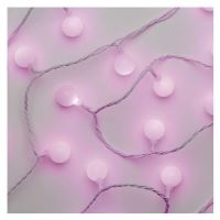 LED světelný cherry řetěz – kuličky 2,5 cm, 4 m, venkovní i vnitřní, růžová, časovač (7)