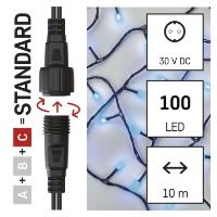 Standard LED spojovací vánoční řetěz, 10 m, venkovní i vnitřní, modrá (2)
