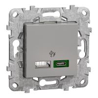 SCHNEIDER Zásuvka Unica Dvojité rychlonabíjecí USB A+C (45W), Aluminium (1)