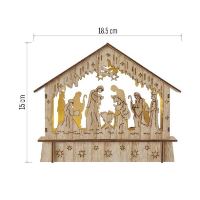 LED vánoční betlém dřevěný, 15 cm, 2x AA, vnitřní, teplá bílá, časovač (8)