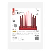 LED svícen červený, 28,5 cm, 3x AA, vnitřní, teplá bílá, časovač (4)