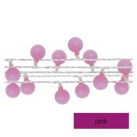 LED světelný cherry řetěz – kuličky 2,5 cm, 4 m, venkovní i vnitřní, růžová, časovač (11)