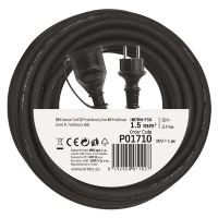 Venkovní prodlužovací kabel 10 m / 1 zásuvka / černý / guma-neopren / 230 V / 1,5 mm2 (10)