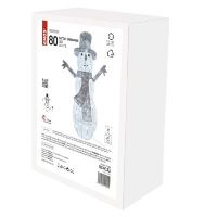 LED vánoční sněhulák ratanový, 82 cm, vnitřní, studená bílá, časovač (2)
