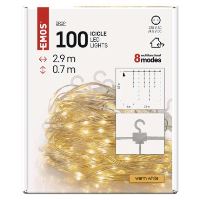 LED vánoční nano řetěz – rampouchy, 2,9 m, venkovní i vnitřní, teplá bílá, programy (7)