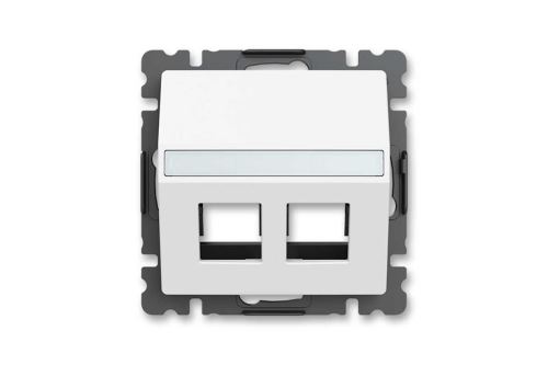 ABB Zoni 5014T-A00418 240 Ovládač (kryt) zásuvky komunikační přímé (2x), s upevňovacím třmenem; matná bílá