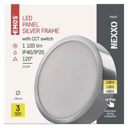 LED přisazené svítidlo NEXXO, kruhové, stříbrné, 12,5W, se změnou CCT