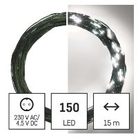 LED vánoční nano řetěz zelený, 15 m, venkovní i vnitřní, studená bílá, časovač (2)