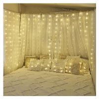 LED vánoční drop řetěz – záclona, 2,9x2 m, venkovní i vnitřní, teplá bílá, programy (5)