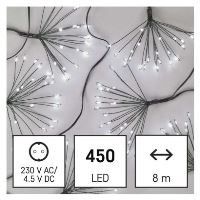LED světelný řetěz – svítící trsy, nano, 8 m, vnitřní, studená bílá, časovač (2)