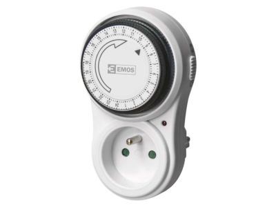 EMOS Hodiny spínací EMOS 100-600-6FD/2A analogové se zásuvkou16A 230V IP20