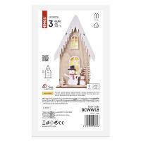 LED dekorace dřevěná – domek se sněhuláky, 28,5 cm, 2x AA, vnitřní, teplá bílá, časovač (5)