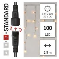 Standard LED spojovací řetěz pulzující – rampouchy, 2,5 m, venkovní, červená/vintage (2)