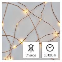 LED vánoční nano řetěz měděný, 10 m, venkovní i vnitřní, teplá bílá, časovač (10)