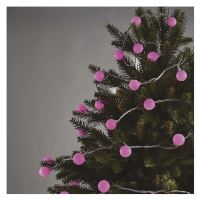 LED světelný cherry řetěz – kuličky 2,5 cm, 4 m, venkovní i vnitřní, růžová, časovač (4)