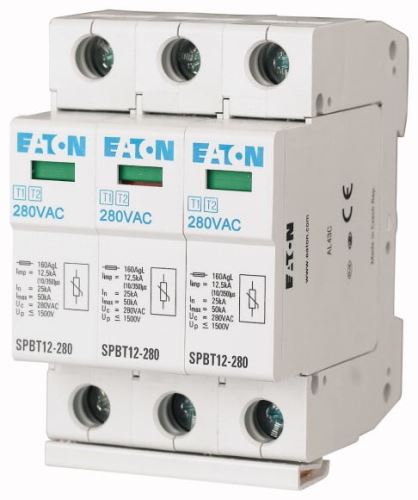 Svodič přepětí B+C SPBT12-280/3, třídy T1+T2 (B+C), 3pól sada pro TN-