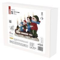 LED svícen – sněhuláci na saních, 24 cm, 2x AA, vnitřní, teplá bílá, časovač (2)