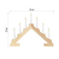 LED svícen dřevěný, 29 cm, 2x AA, vnitřní, teplá bílá, časovač (7)