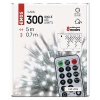 LED vánoční rampouchy, 5 m, venkovní i vnitřní, studená bílá, ovladač, programy, časovač (10)