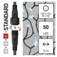 Standard LED spojovací vánoční řetěz, 5 m, venkovní i vnitřní, studená bílá (2)