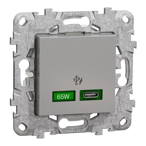 SCHNEIDER Zásuvka Unica Rychlonabíjecí konektor USB C (65W), Aluminium