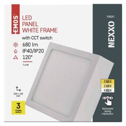 LED přisazené svítidlo NEXXO, čtvercové, bílé, 7,6W, se změnou CCT