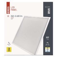 LED panel RIVI 60×60, čtvercový vestavný bílý, 36W, stmívatelný se změnou CCT, UGR (10)