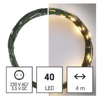 LED vánoční nano řetěz zelený, 4 m, venkovní i vnitřní, teplá bílá, časovač (2)