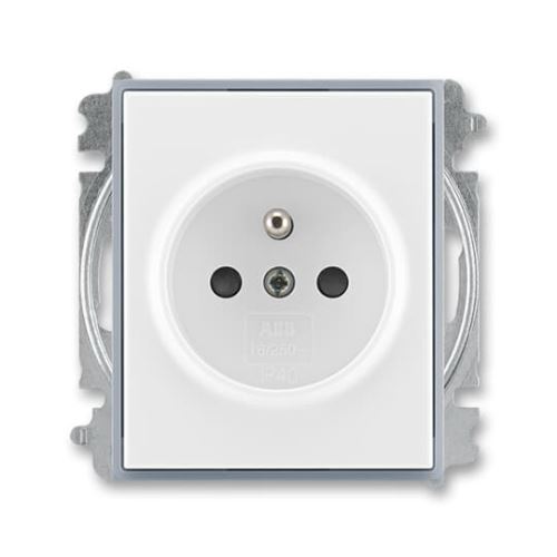 ABB Zásuvka ELEMENT 5519E-A02357 04,jednonásobná, chráněná, s clonkami, bezšroubová,ledová šedá