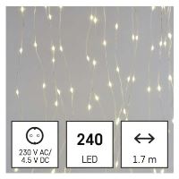 LED vánoční drop řetěz – záclona, 1,7x2 m, venkovní i vnitřní, teplá bílá, programy (2)