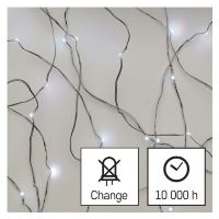 LED vánoční nano řetěz stříbrný, 4 m, venkovní i vnitřní, studená bílá, časovač (10)