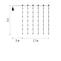 LED vánoční drop řetěz – záclona, 1,7x2 m, venkovní i vnitřní, teplá bílá, programy (3)