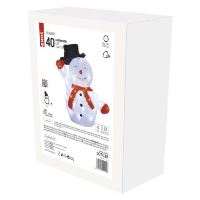 LED vánoční sněhulák s kloboukem, 36 cm, venkovní i vnitřní, studená bílá, časovač (2)
