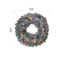 LED vánoční věnec zasněžený, 38 cm, 2x AA, vnitřní, teplá bílá, časovač (8)