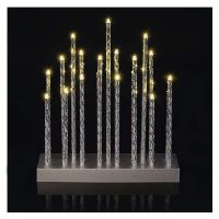 LED svícen stříbrný, 28,5 cm, 3x AA, vnitřní, teplá bílá, časovač (7)