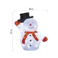 LED vánoční sněhulák s kloboukem, 36 cm, venkovní i vnitřní, studená bílá, časovač (6)