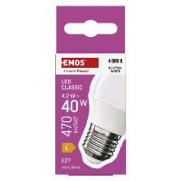 LED žárovka Classic Mini Globe / E27 / 4,2 W (40 W) / 470 lm / neutrální bílá (5)