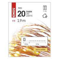 LED vánoční nano řetěz, 1,9 m, 2x AA, vnitřní, teplá bílá, časovač (9)