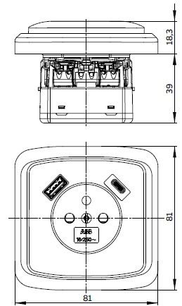 ZASUVKA S USB NABIJENIM 5569A-A32357 B