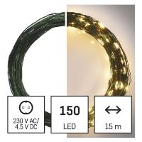 LED vánoční nano řetěz zelený, 15 m, venkovní i vnitřní, teplá bílá, časovač (2)
