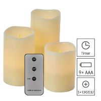 LED dekorace – vosková svíčka, různé velikosti, 3x AAA, vnitřní, vintage, 3 ks, ovladač (4)