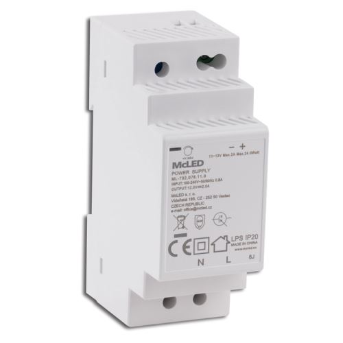 MCLED Napaječ LED 12VDC/2A pro LED pásky 24W, na DIN lištu, IP20