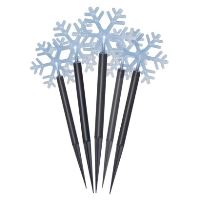LED vánoční zapichovací vločky, 35 cm, 3x AA, venkovní i vnitřní, studená bílá, časovač