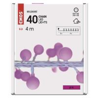 LED světelný cherry řetěz – kuličky 2,5 cm, 4 m, venkovní i vnitřní, růžová, časovač (9)