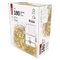 LED vánoční drop řetěz – záclona, 1,7x1,5 m, venkovní i vnitřní, teplá bílá, programy (1)
