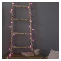LED světelný cherry řetěz – kuličky 2,5 cm, 4 m, venkovní i vnitřní, růžová, časovač (6)