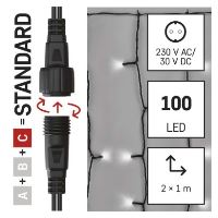 Standard LED spojovací vánoční řetěz – záclona, 1x2 m, venkovní, studená bílá (2)