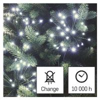 LED světelný řetěz – svítící trsy, nano, 8 m, vnitřní, studená bílá, časovač (10)
